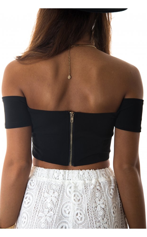 Black Bardot Bralet Top