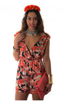 Aleshia Orange Floral Playsuit