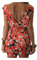 Aleshia Orange Floral Playsuit