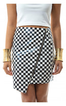 Black Dogtooth Vinyl Skirt