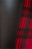 Wet Look Red Tartan Leggings