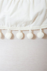 Coco White Pop Pom Backless Bodysuit