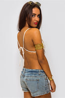 Tikki Beige Crochet Bralet Top