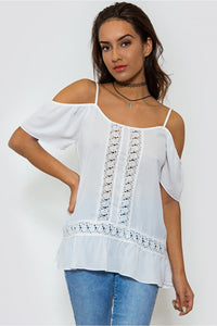 Island Boho White Bardot Top