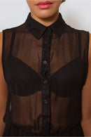 Lena Asymmetrical Black Midi Dress