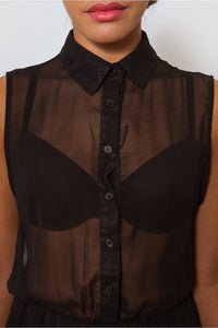 Lena Asymmetrical Black Midi Dress