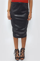 Snakeskin Black Bodycon Skirt