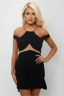 Black Mesh Side Split Shift Dress