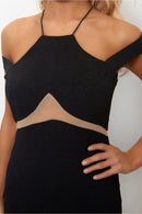Black Mesh Side Split Shift Dress