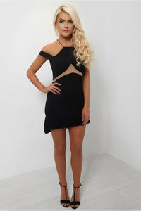 Black Mesh Side Split Shift Dress