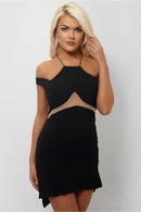 Black Mesh Side Split Shift Dress