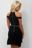 Black Mesh Side Split Shift Dress