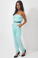 Tia Turquoise Strapless Jumpsuit