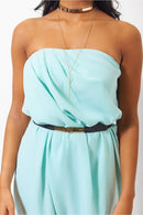 Tia Turquoise Strapless Jumpsuit