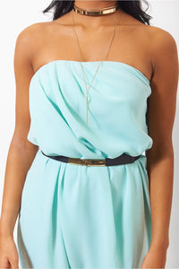 Tia Turquoise Strapless Jumpsuit