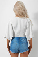 Mimi Embroidered Blue Denim Shorts