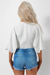 Mimi Embroidered Blue Denim Shorts