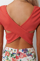 Sahara Coral Cross Back Crop Top