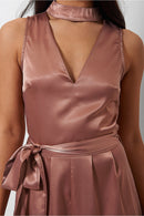 Lilly Nude Satin Choker Playsuit