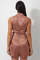 Lilly Nude Satin Choker Playsuit