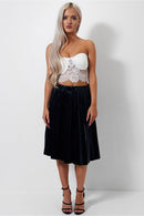 Stellar Black PU Midi Skirt