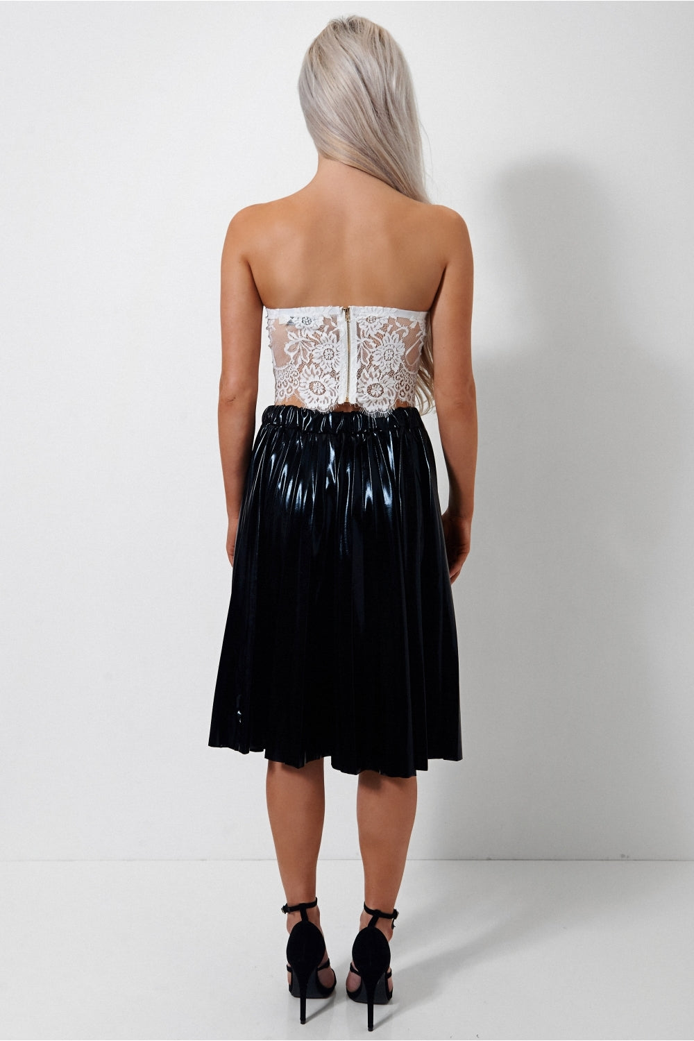 Stellar Black PU Midi Skirt