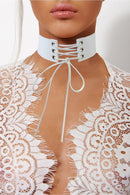 Kiki White Lace Up Choker