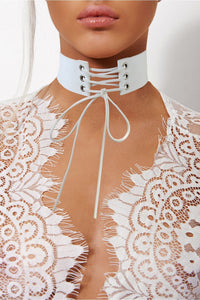 Kiki White Lace Up Choker