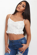Lucille Pom Pom Crochet Bralet Top