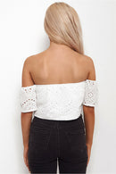 Leila White Bardot Crop Top