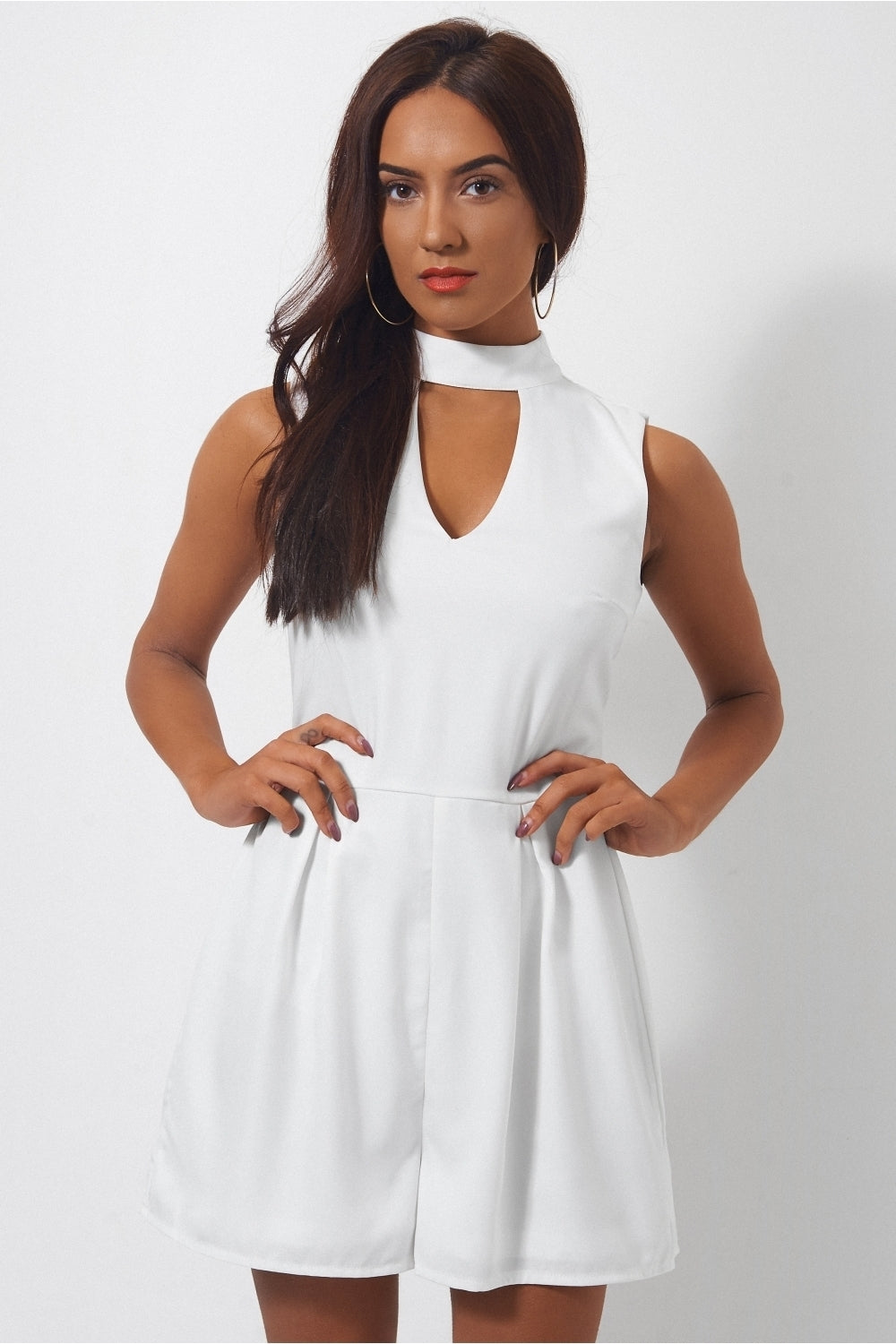 Liana White Choker Playsuit