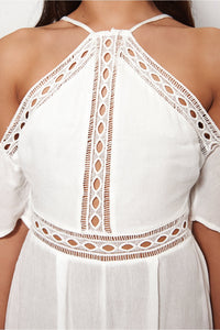 Savana Cold Shoulder White Playsuit