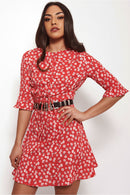 Poppy Red Floral Dress