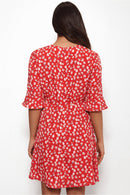 Poppy Red Floral Dress