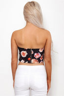 Caisy Black Floral V Front Bralet Top