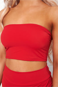 Lilly Red High Waisted Bandeau Bikini