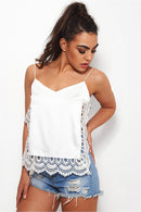 Cici White Crochet Vest Top