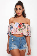 Rona Nude Floral Bardot Top