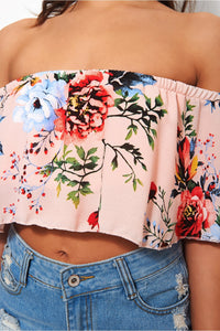 Rona Nude Floral Bardot Top