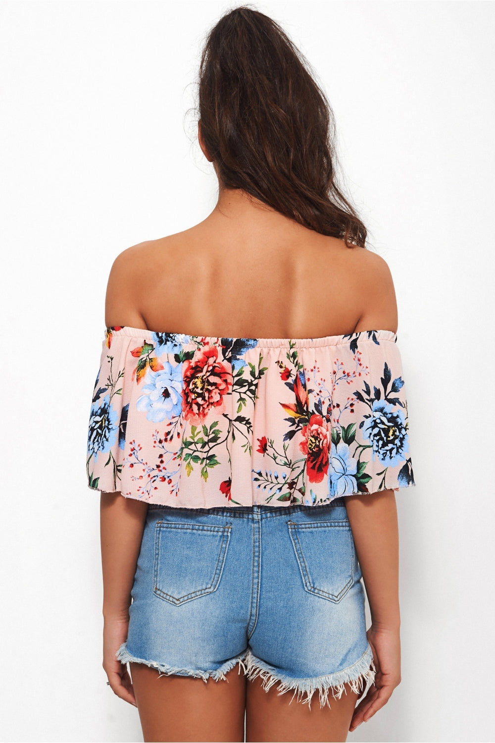 Rona Nude Floral Bardot Top