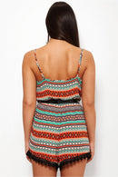 Sansa Green Crochet Aztec Playsuit