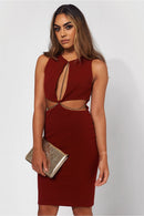 Lola Wine Gold Chain Shift Dress