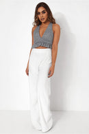 Houndstooth Frill Crop Top