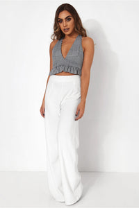 Houndstooth Frill Crop Top