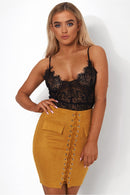 Mustard Lace Up Skirt