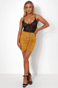 Mustard Lace Up Skirt