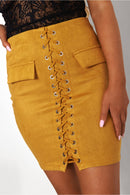 Mustard Lace Up Skirt