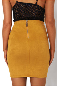 Mustard Lace Up Skirt