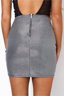Silver Glitter Mini Skirt