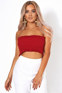 Red Strapless Bandeau Top